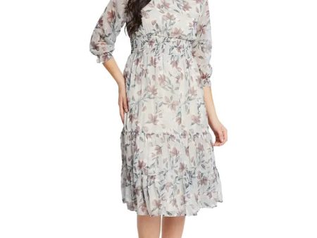 Mettle Floral Print Fit  Flare Midi Dress Fashion