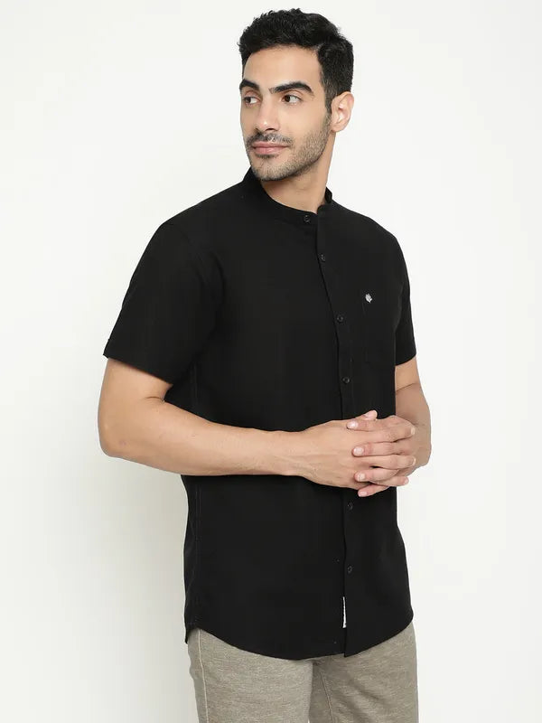 Mettle Mandarin Collar Short Sleeves Cotton Casual Shirt Supply