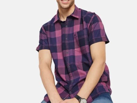 Contrast Check Half Sleeve Shirt Hot on Sale