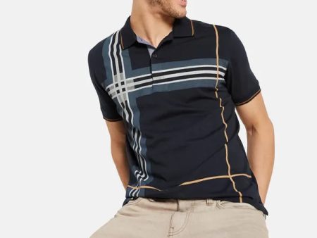 Stripe Print Polo T-Shirt Cheap