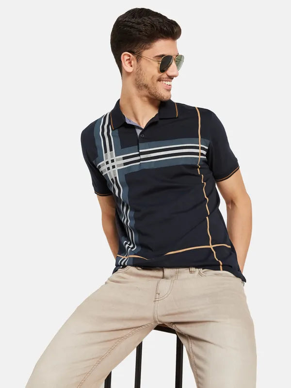 Stripe Print Polo T-Shirt Cheap