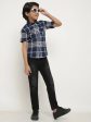 Octave Boys Blue Tartan Checks Opaque Checked Casual Shirt Online now