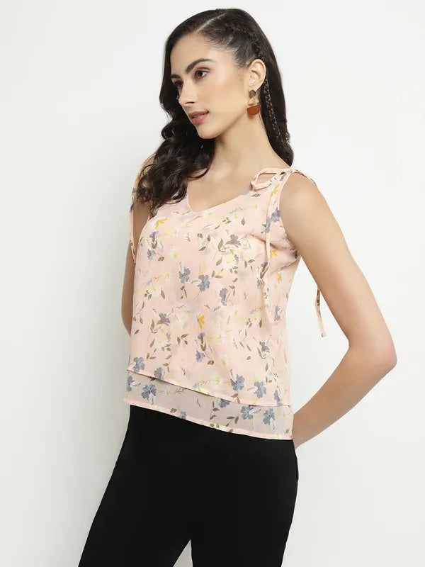 Mettle V-Neck Floral Print Top Online now