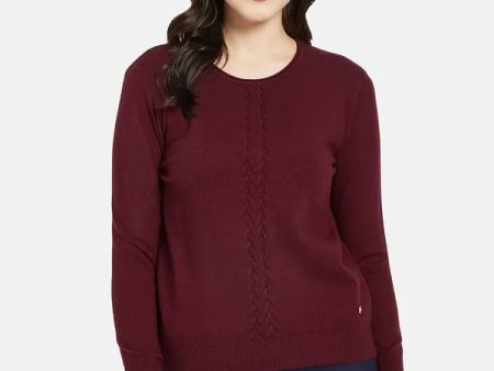 Mettle Women Maroon Cable Knit Pullover Online now