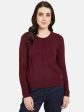 Mettle Women Maroon Cable Knit Pullover Online now