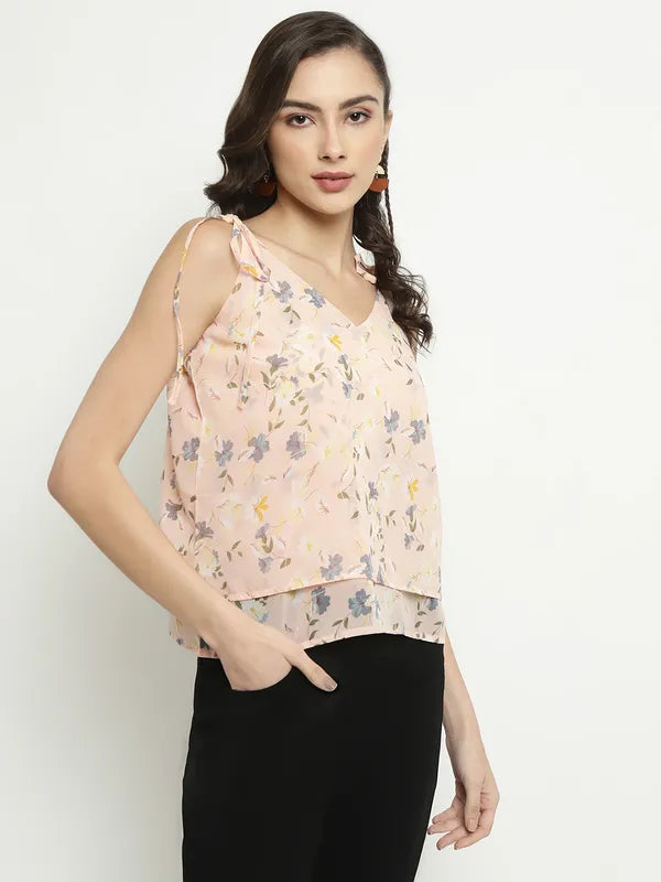 Mettle V-Neck Floral Print Top Online now