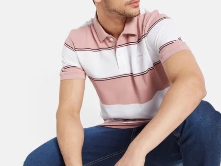 Horizontal Stripes Print Polo T- Shirt Hot on Sale