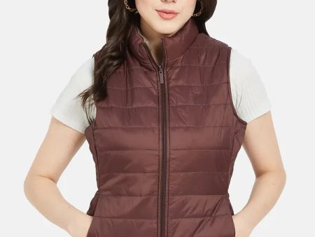 Mettle Women Maroon Quilted Jacket Cheap