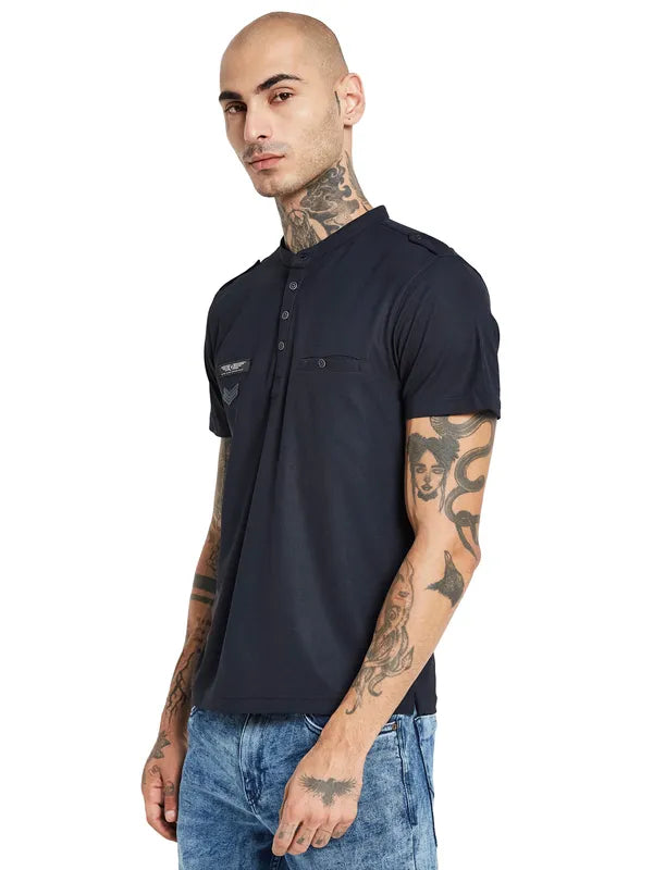 Octave Band Collar Cotton Regular Fit Pockets Casual T-Shirt Online Hot Sale