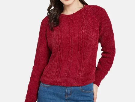 Mettle Women Red Cable Knit Pullover Sale