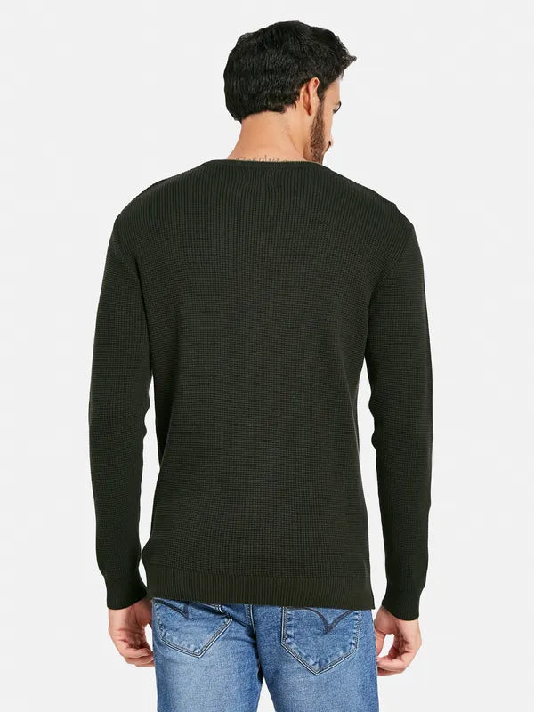 Ribbed Round Neck Cotton Pullover For Discount