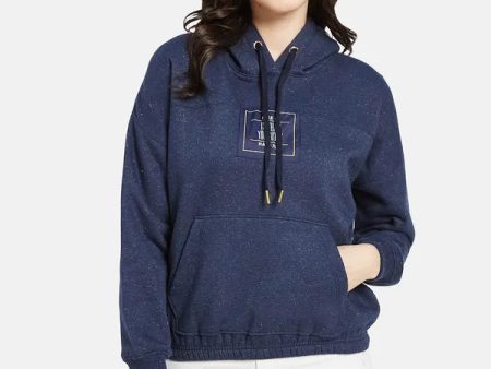 Mettle Women Blue Hooded Sweatshirt Fashion