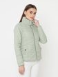 Mettle Women Green Full Sleeve Padded Jacket For Cheap