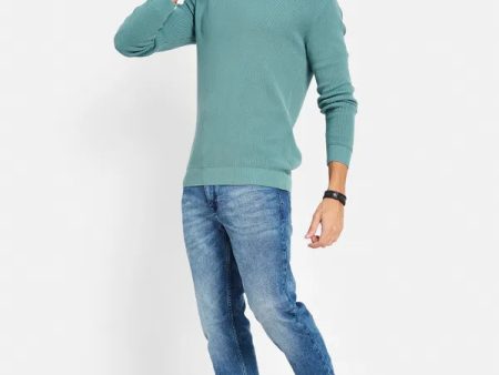 Long Sleeves Ribbed Cotton Pullover Sweater Online