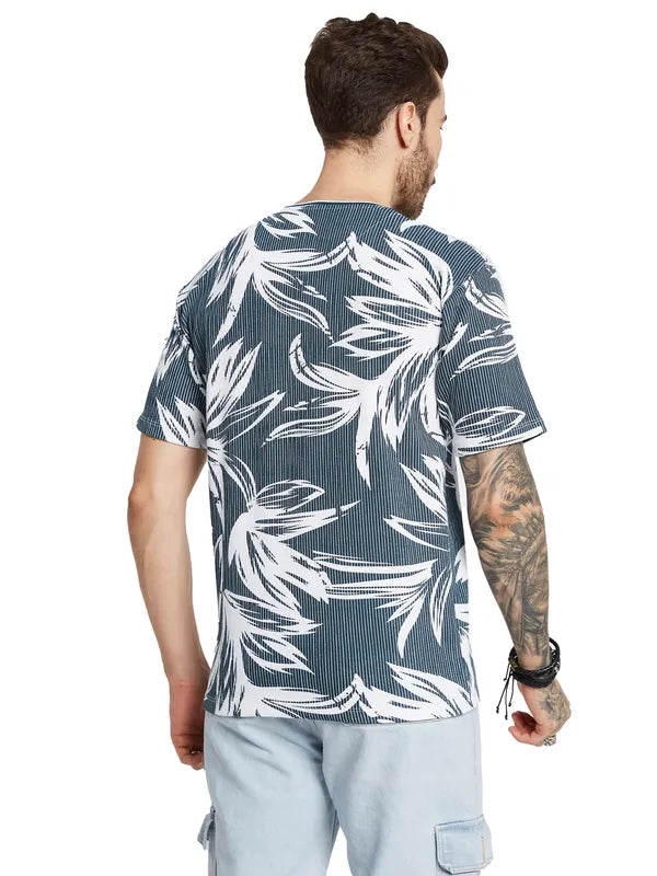 Octave Men Printed Tropical Raw Edge T-Shirt Online Hot Sale