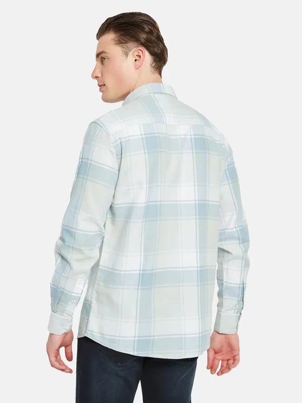 Mettle Tartan Checked Spread Collar Cotton Casual Shirt For Cheap