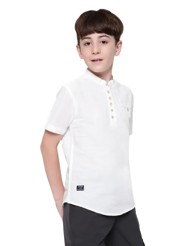 Octave Boys Mandarin Collar Solid Casual Shirt Cheap