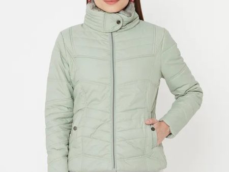 Mettle Women Green Full Sleeve Padded Jacket For Cheap