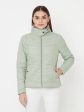 Mettle Women Green Full Sleeve Padded Jacket For Cheap