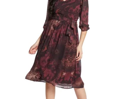 Mettle Printed V-Neck Fit  Flare Dress Online Hot Sale