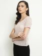 Mettle Women Pink Striped Henley Neck Extended Sleeves Pockets T-Shirt Online now