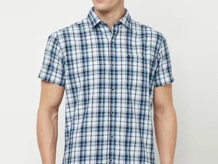 Mettle Men White Tartan Checks Checked Casual Shirt Discount