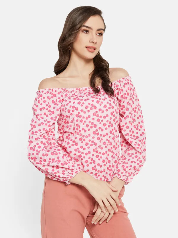 Off Shoulder Floral Print Top Online