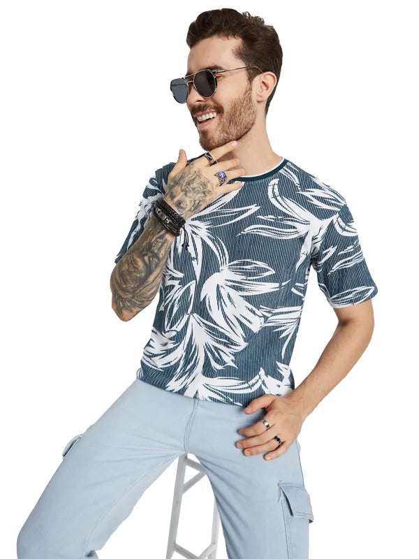 Octave Men Printed Tropical Raw Edge T-Shirt Online Hot Sale