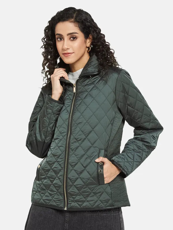 Mettle Women Green Knitted Jacket Cheap