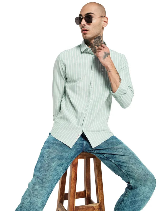 Mettle Opaque Striped Cotton Casual Shirt Online