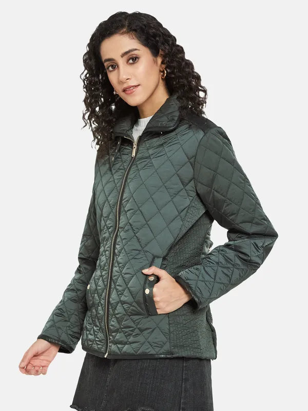 Mettle Women Green Knitted Jacket Cheap