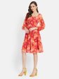 Square Neck Floral Print Three Tier Dress Hot on Sale