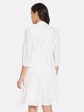 Mettle Self Design Shirt Collar Cotton Fit  Flare Dress Online now