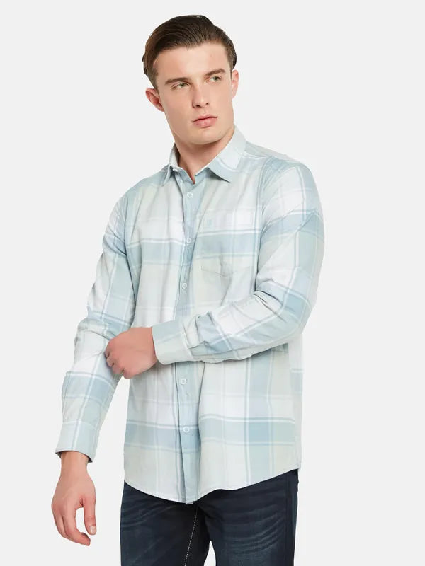 Mettle Tartan Checked Spread Collar Cotton Casual Shirt For Cheap