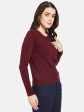 Mettle Women Maroon Cable Knit Pullover Online now