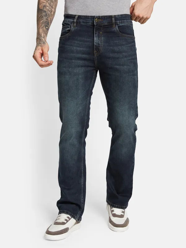 Octave Men Bootcut Low Distress Light Fade Stretchable Jeans Online Sale