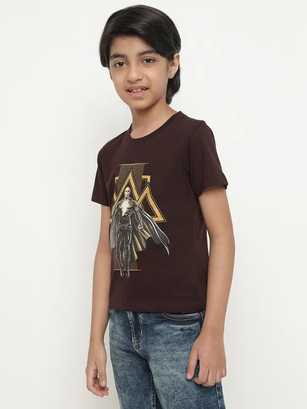 Octave Boys Black Adam Printed Cotton T-Shirt Cheap