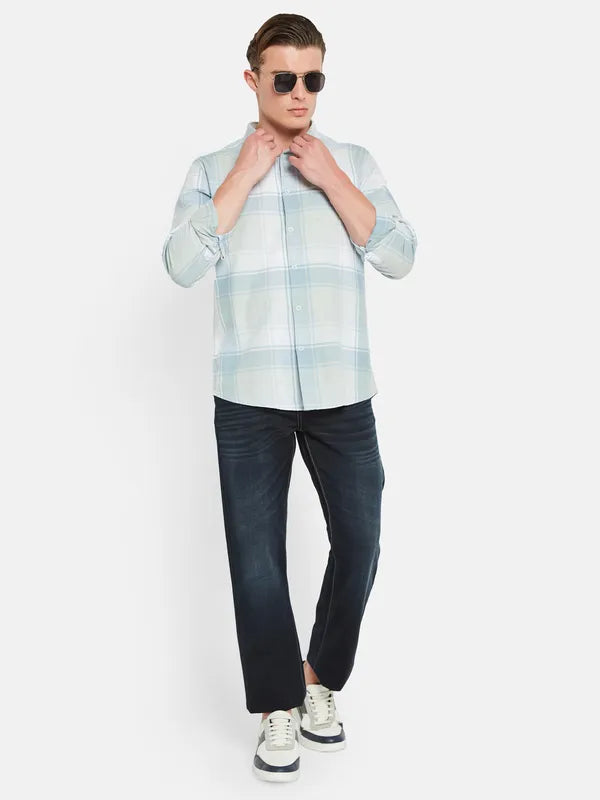 Mettle Tartan Checked Spread Collar Cotton Casual Shirt For Cheap