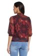 Mettle Floral Print Mandarin Collar Puff Sleeve Cotton Shirt Style Top For Cheap