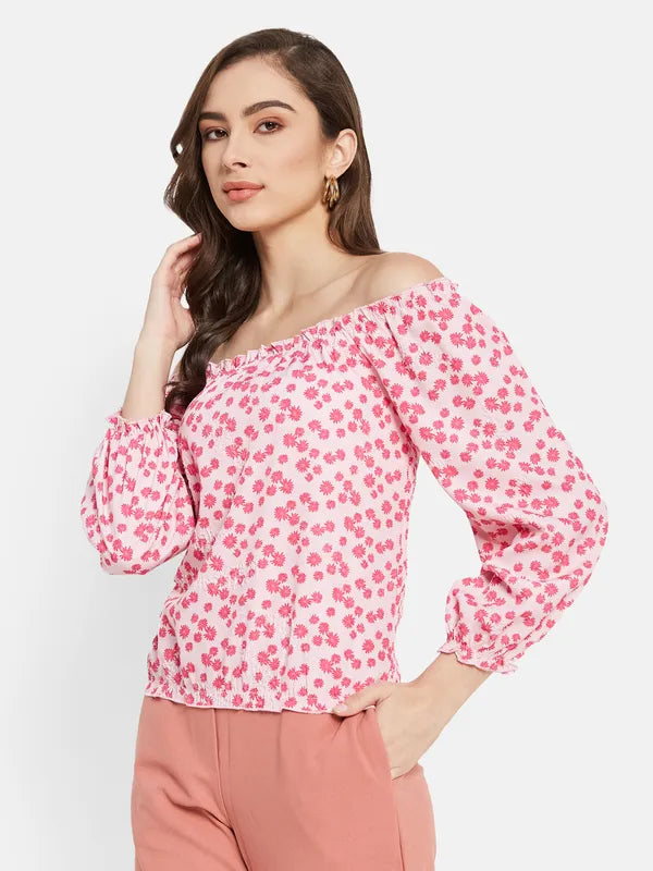 Off Shoulder Floral Print Top Online