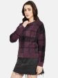 Mettle Women Purple  Black Checked Pullover For Cheap