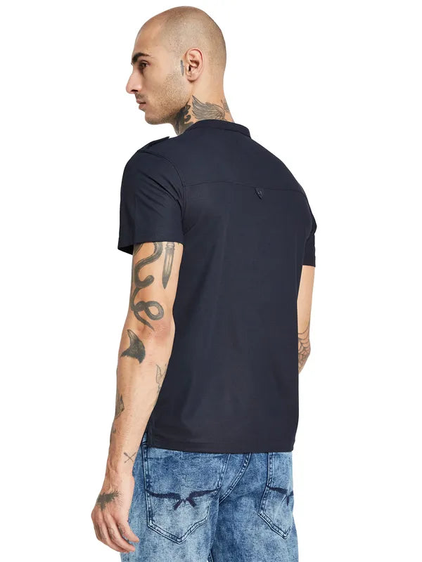 Octave Band Collar Cotton Regular Fit Pockets Casual T-Shirt Online Hot Sale