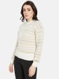 Mettle Women Cream-Coloured  Brown Chevron Printed Pullover Online