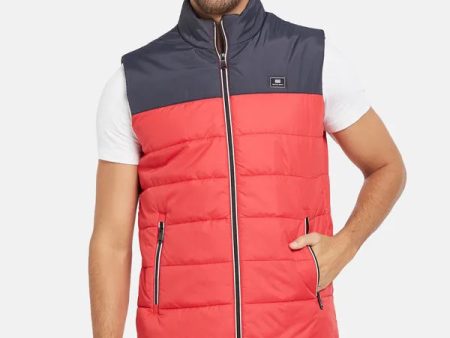 Mettle Men Red Colourblocked Woven Jacket For Cheap