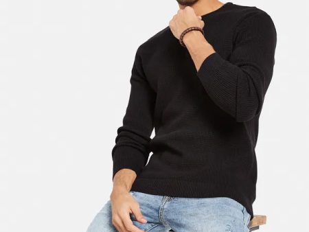 Round Neck Ribbed Cotton Pullover Supply