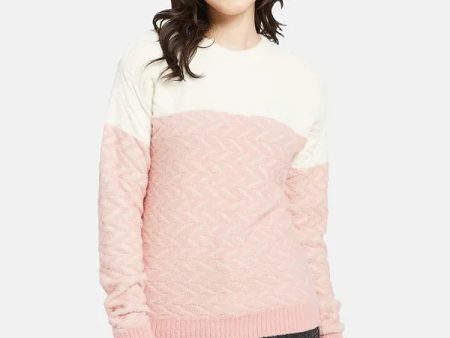 Mettle Women Pink  White Colourblocked Pullover For Sale