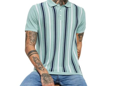 Mettle Striped Polo Collar Cotton Regular Fit Casual T-Shirt Cheap