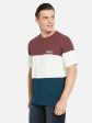 Octave Round Neck Short Sleeves Colourblocked Regular Fit Cotton T-Shirt Online Sale