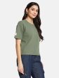 Mettle Women Solid Round Neck Pocket T-Shirt For Discount