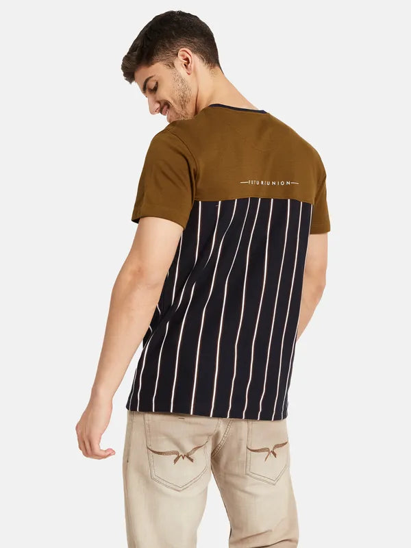 Vertical Stripes Colourblocked T-Shirt Cheap